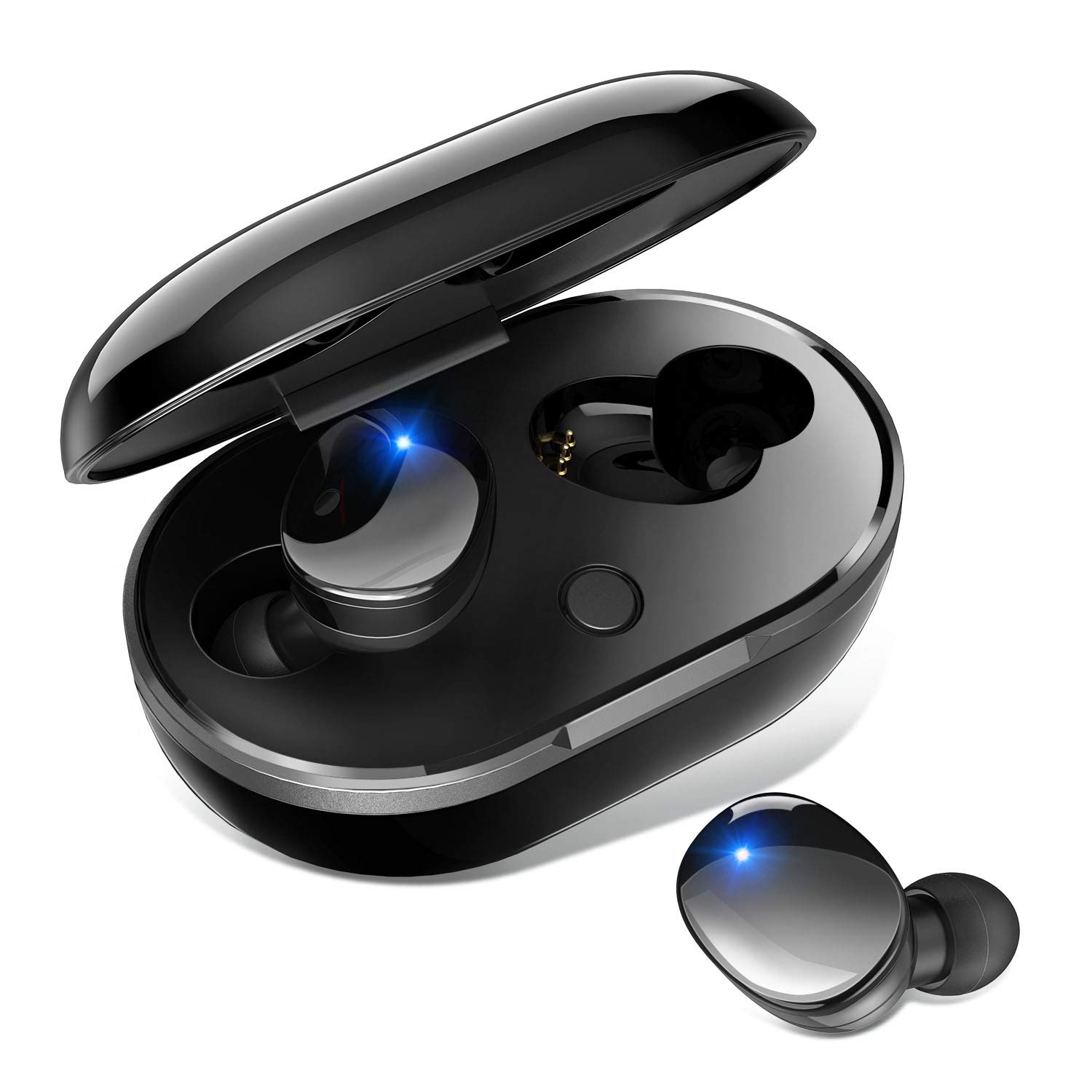 Blue  スポーツイヤホン ヘッドフォン タッチボタンHi-Fiノイズキャンセリング左右分離型  ギフ_包装 Bluetooth5.1 ワイヤレスイヤホン